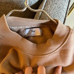 TNA tan Crewneck crop Sweatshirt